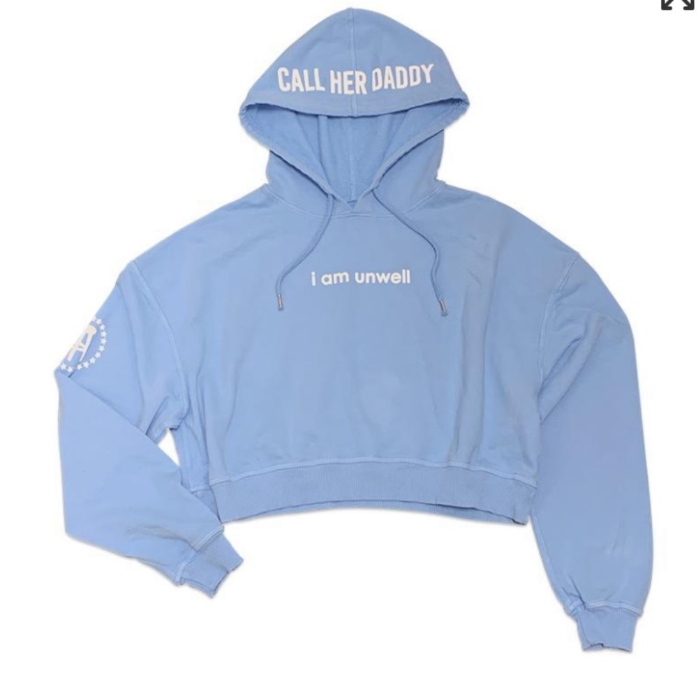 CHD I am unwell Blue Cropped Hoodie Barstool Sports #36